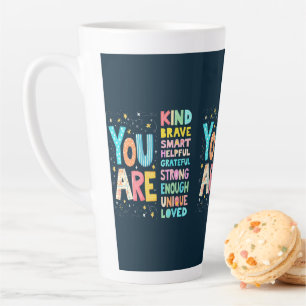 Du bist ein inspirierendes Zitat Positive Typograf Milchtasse