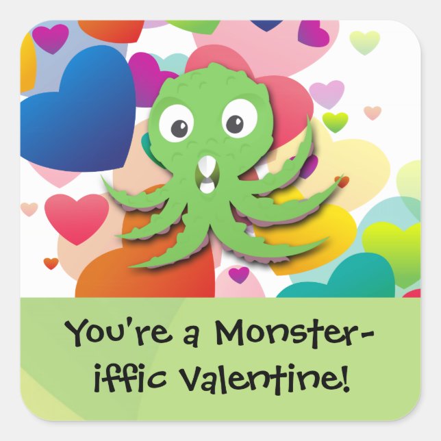 Du bist ein Monster-iffic-Valentin Quadratischer Aufkleber (Vorderseite)