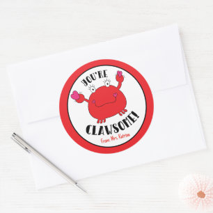 Du bist ein Niedlicher Clawsome Crab Valentinstag  Runder Aufkleber