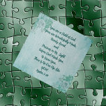 Du bist ein Puzzle-Kinderspiel-Skript<br><div class="desc">Schönes Puzzle für jedermann! Punkt 1:39 Ein großes Versprechen Gottes, das dir sagt, wie besonders du Ihm bist! Aquamariner Hintergrund mit Blumendesign.</div>