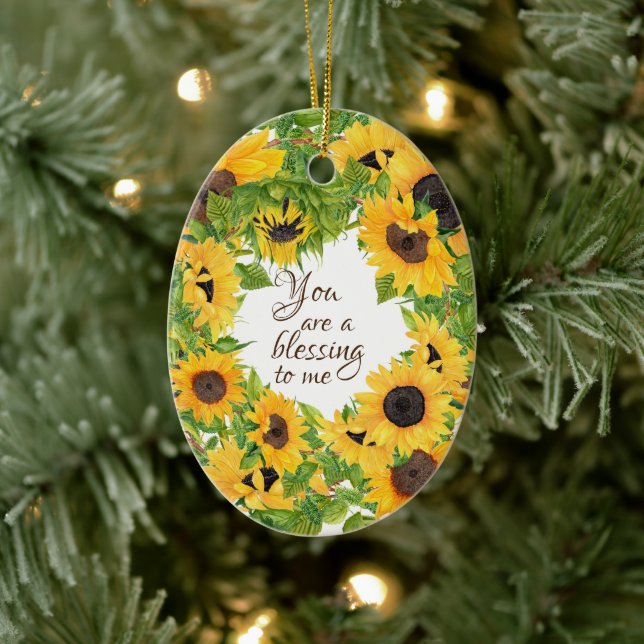 Du bist ein Segen für mich Sonnenblume Keramik Ornament (Baum)