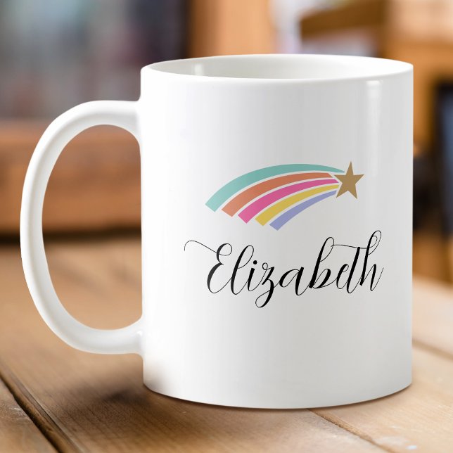 Du bist ein Star! Personalisierter Name Rainbow Kaffeetasse (Von Creator hochgeladen)