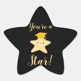 Du bist ein Star! Schwarz-Gold-Abschluss Stern-Aufkleber