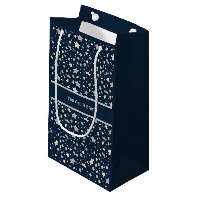 Du bist ein Stern! Elegant Modern Blue Kleine Geschenktüte (Vorderseite Schrägansicht)