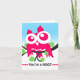 Du bist eine Hoot Niedlich Pink Owl Freundschaft Karte