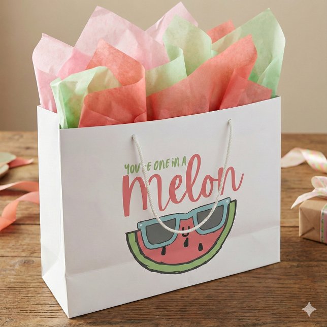 Du bist eine in einer Melon-Geschenktasche Große Geschenktüte (This adorable, "One in a melon" gift bag would make a wonderful gift for someone special! )