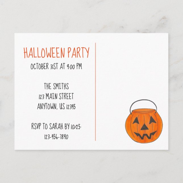 Du bist eingeladen Jack am Lantern Halloween-Party Einladungspostkarte (Rückseite)