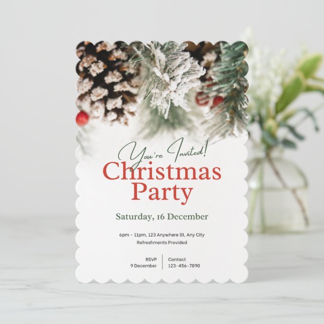 Du bist eingeladen Weihnachten-Party Einladung (Stehend Vorderseite)