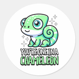 Du bist eins in einem Chamäleon! Niedlich Chameleo Runder Aufkleber