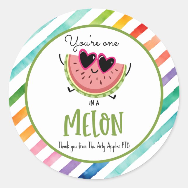 Du bist eins in einem melonischen Geschenktüten Gu Runder Aufkleber (Vorderseite)