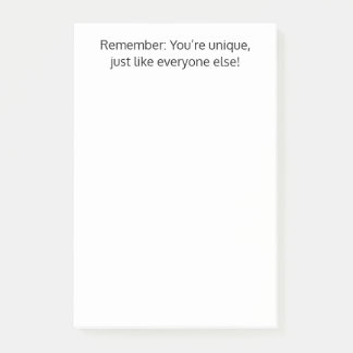 Du bist einzigartig wie alle anderen, lustig, Cust Post-it Klebezettel