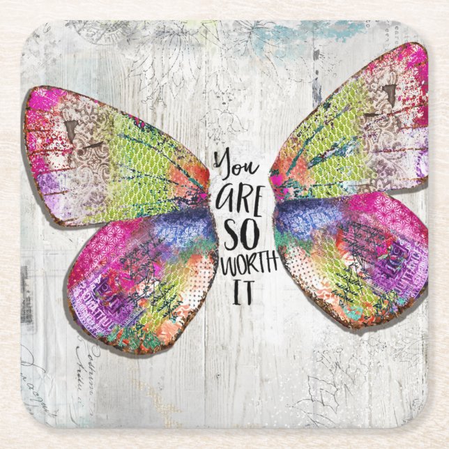 Du bist es so wert rechteckiger pappuntersetzer (Vorderseite)