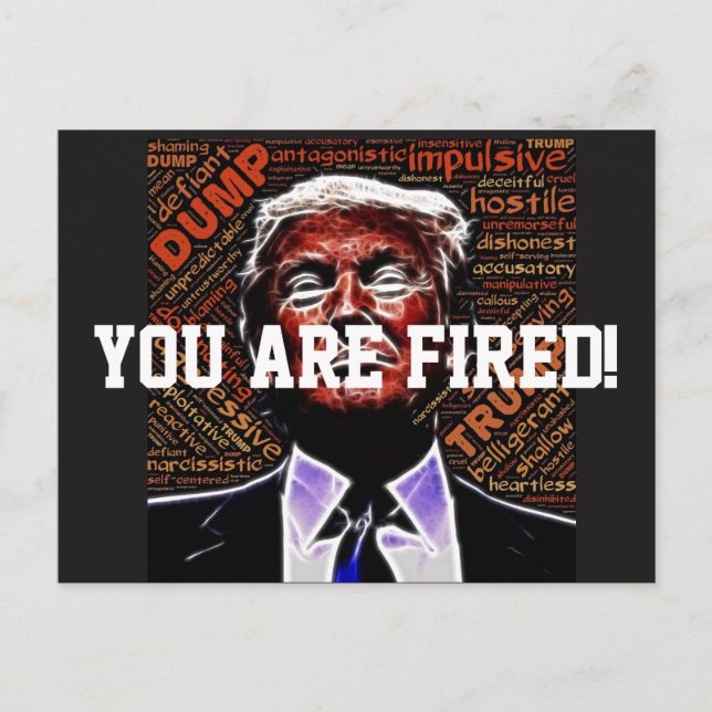 "Du bist gefangen" und böse Trump-Angesicht Postkarte (Vorderseite)