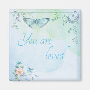 "Du bist geliebt" Blue Butterfly Magnet