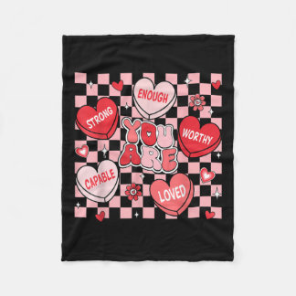 Du bist geliebt, würdig genug Candy Heart Lehrer V Fleecedecke