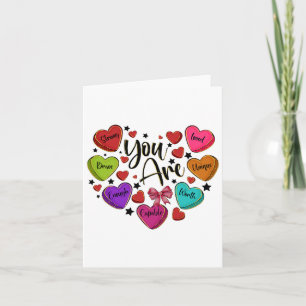 Du bist geliebt, würdig genug Candy Heart Lehrer V Karte