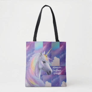 Du bist genug Erinnerung Regenbogen Einhorn Tasche