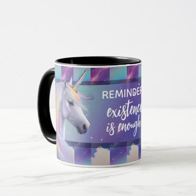 Du bist genug Erinnerung Regenbogen Einhorn Tasse (Vorderseite Links)