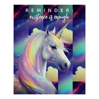 Du bist genug Erinnerung Weißes Einhorn Inspiratio Poster
