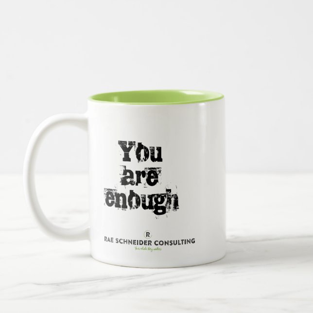 Du bist genug Kaffee-Tasse Zweifarbige Tasse (Links)