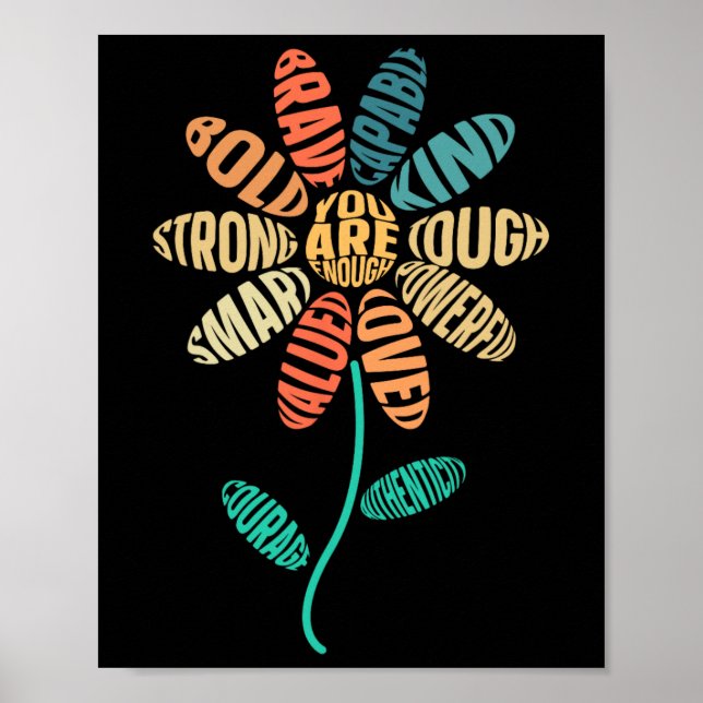 Du bist genug Sei freundlich Blumenfreundlichkeit  Poster (Vorne)