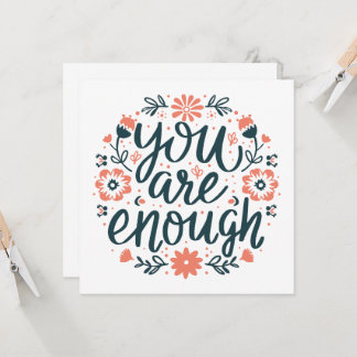 Du bist genug Selbstliebe positive Zitate floral