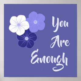 "Du bist genug" violette Blumen drucken Poster