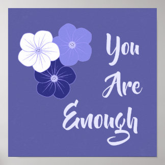 "Du bist genug" violette Blumen drucken Poster