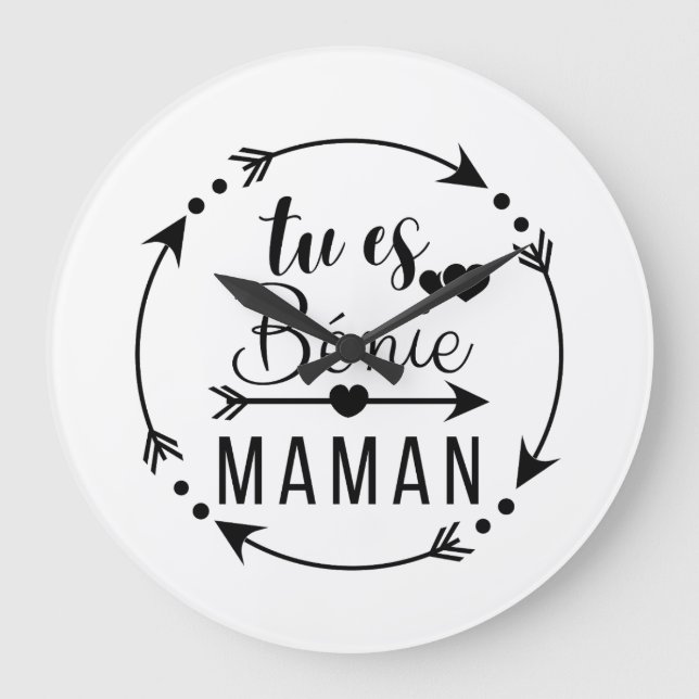 Du bist gesegnet, Mama, Papa, Mom Große Wanduhr (Vorderseite)