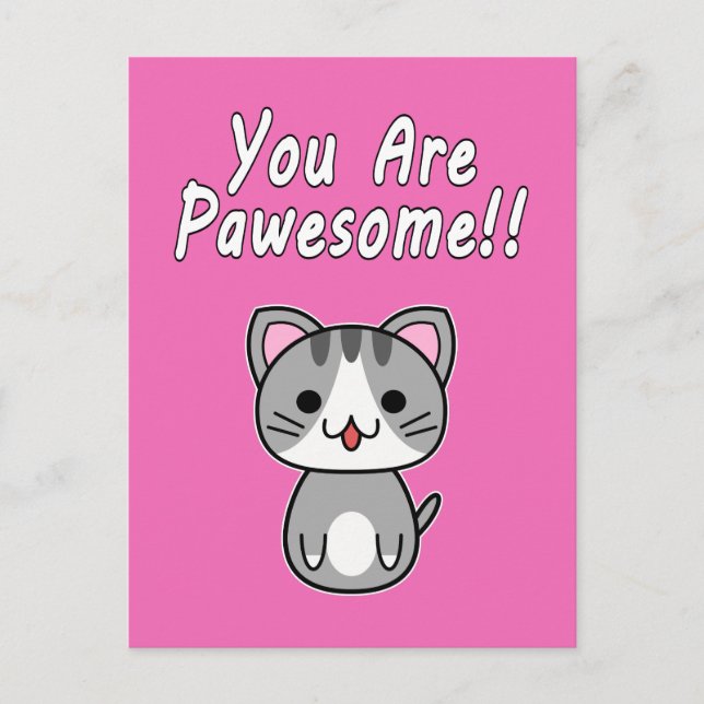 Du bist glücklich! Gray Tabby Cat Postkarte (Vorderseite)