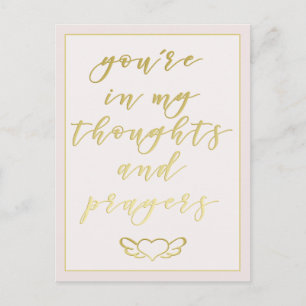 Du bist in meinen Gedanken & Gebete Blush Pink & G Postkarte
