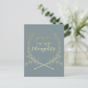 Du bist in meinen Gedanken - Goldene Pinsel-Schrif Postkarte