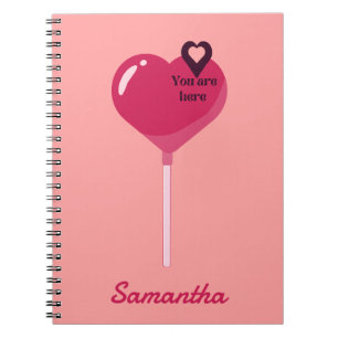Du bist in meiner rosa Lollypop-Herz-Liebe Notizblock