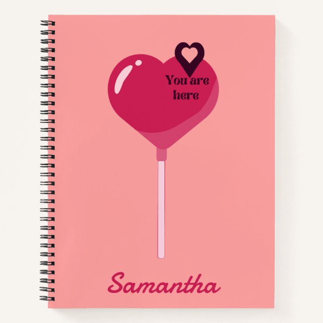 Du bist in meiner rosa Lollypop-Herz-Liebe Notizbuch (Vorderseite)