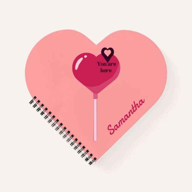 Du bist in meiner rosa Lollypop-Herz-Liebe Notizbuch (Vorderseite)