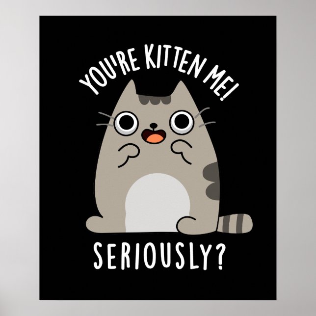 Du bist Kitten Me Seriös lustige Cat Pun Dark BG Poster (Vorne)