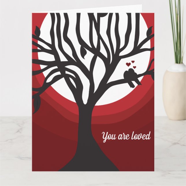 Du bist Liebesvögel Rot Schwarz Karte (Vorderseite)