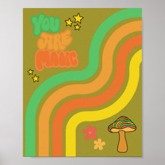 Du bist Magie - Retro Pilz Poster