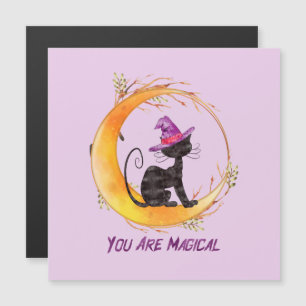 Du bist magisch - Hexe schwarze Katze auf dem Halb Magnetkarte