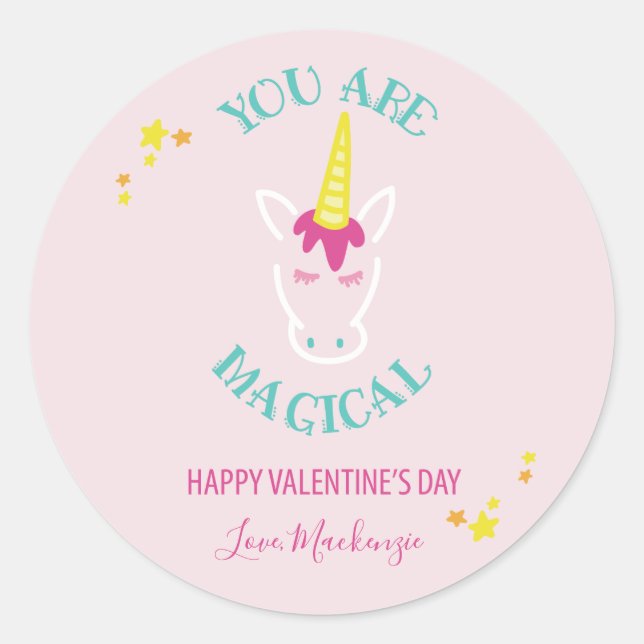 Du bist magischer Einhorn-Valentinstag Runder Aufkleber (Vorderseite)