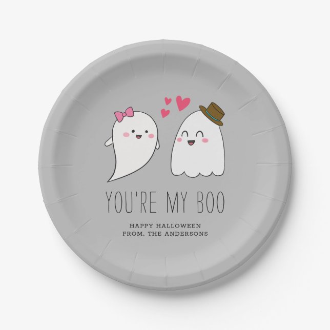 Du bist mein Boo Halloween Kawaii Ghost Niedlich G Pappteller (Vorderseite)