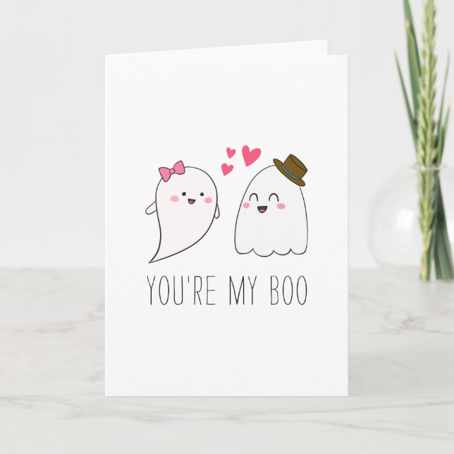 Du bist mein Boo Halloween Kawaii Ghost Niedlich Karte (Vorderseite)