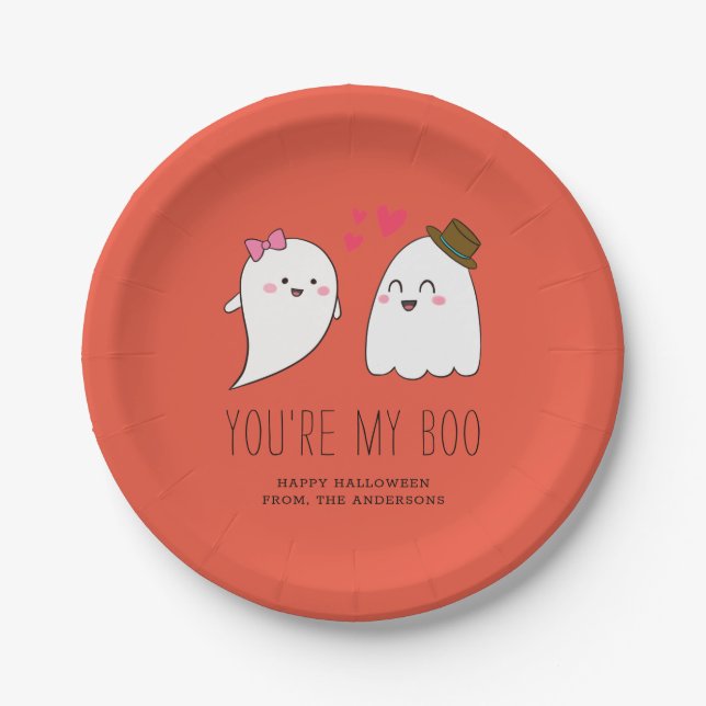 Du bist mein Boo Halloween Kawaii Ghost Niedlich O Pappteller (Vorderseite)
