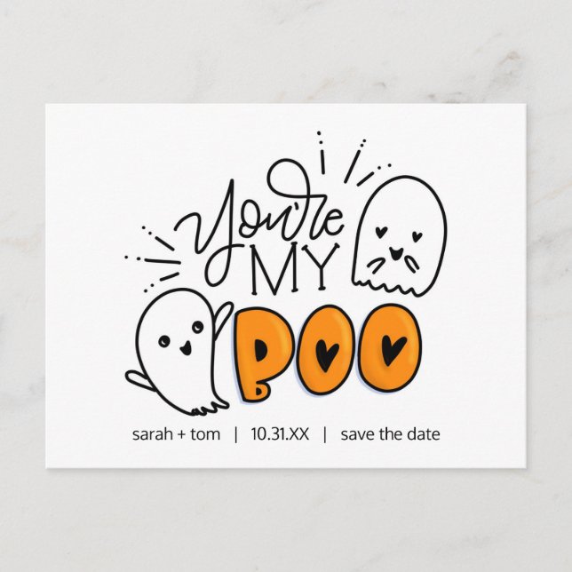 Du bist mein Boo - Halloween Save the Date Ankündigungspostkarte (Vorderseite)