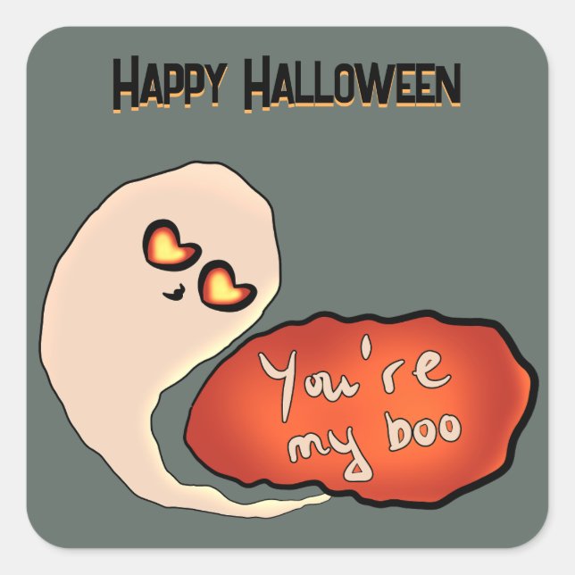 Du bist mein Boo | Niedlich Halloween Quadratischer Aufkleber (Vorderseite)