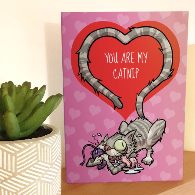 Du bist mein Catnip Funny Valentine Cat Cartoon Karte (Von Creator hochgeladen)