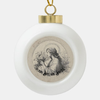 Du bist mein Engel Vintage-Weihnachten Personalisi Keramik Kugel-Ornament