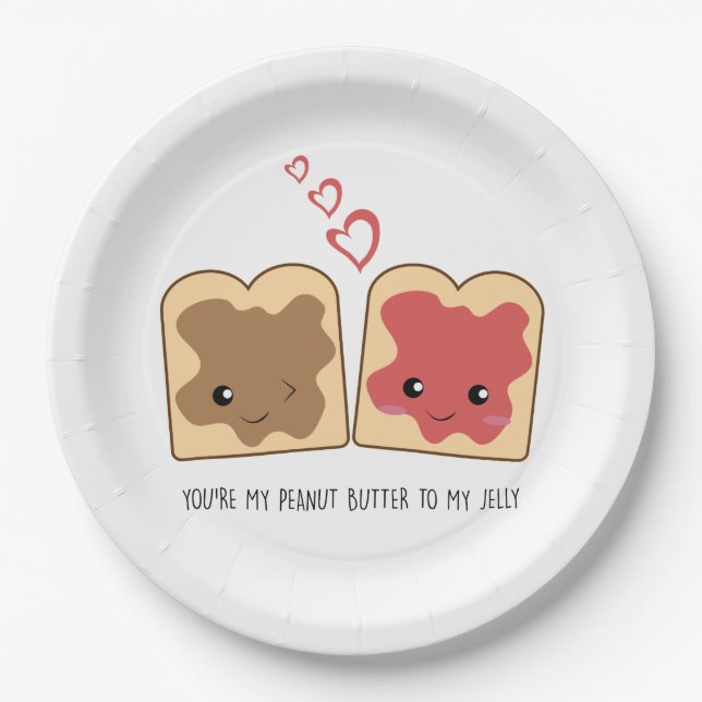 Du bist mein Erdnussbutter zu meinem Jelly Kawaii  Pappteller (Vorderseite)