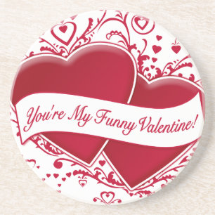 Du bist mein Funny Valentine! Rote Herzen Sandstein Untersetzer