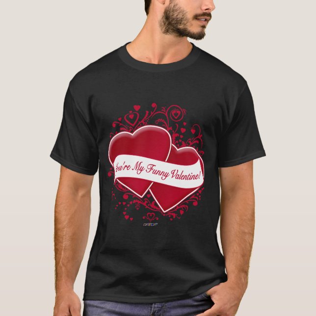 Du bist mein Funny Valentine! Rote Herzen T-Shirt (Vorderseite)